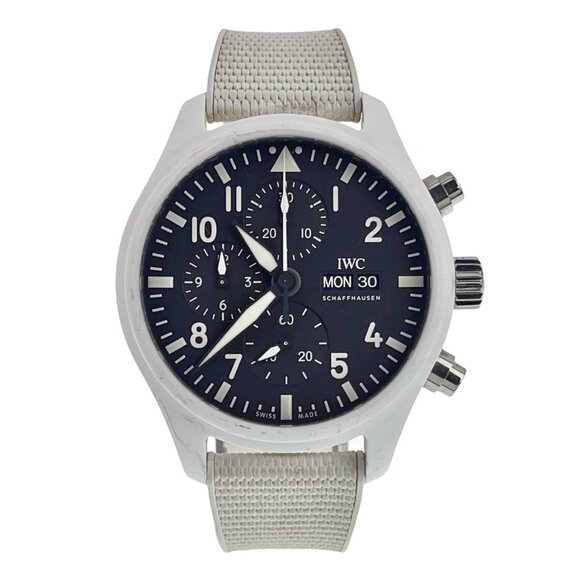 IWC Pilot Top Gun Chronograph Black Dial "Lake Tahoe" White Ceramic 44mm Watch - Picture 1 of 9